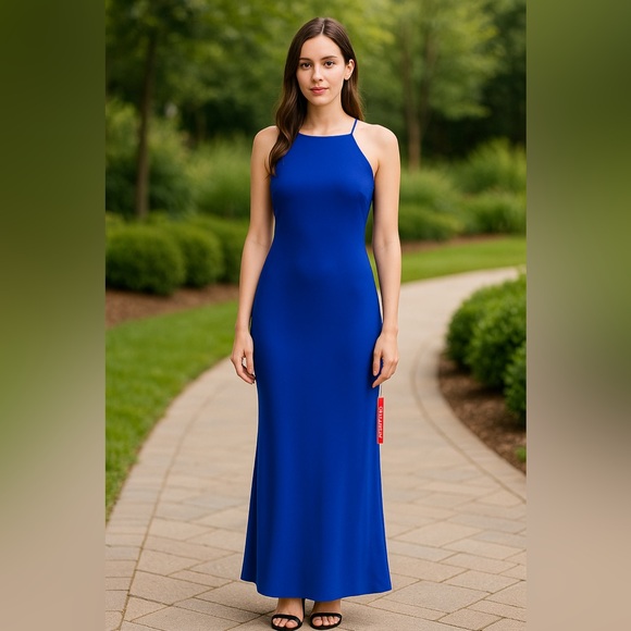 Calvin Klein | Dresses | Calvin Klein Halter Maxi Gown Blue 6 | Poshmark